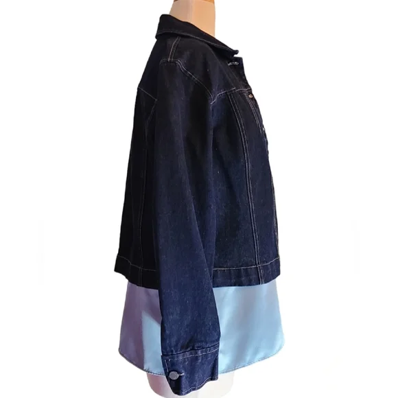 New York jean company size L dark denim jacket - Picture 2 of 9